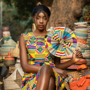 Temporary fashion placeholder showing African-inspired printed garments