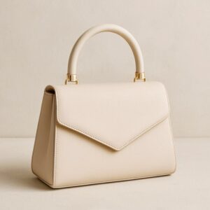 Cream Structured Envelope Top-Handle Bag