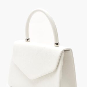 White Textured Mini Top-Handle Bag
