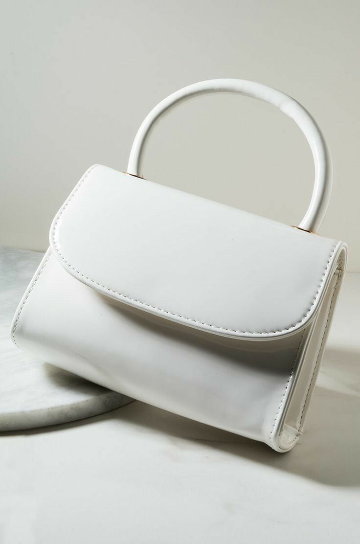 White Patent Mini Top-Handle Bag