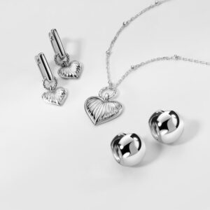 The Amore Textured Heart & Chubby Dome Silver Collection