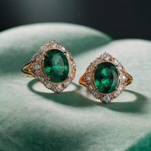 The Aura Emerald Halo Pendant & Ring Set